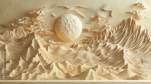 Fototapeta Naklejka Na Ścianę i Meble -  Stunning 3D mountain relief mural wallpaper for breathtaking wall art.