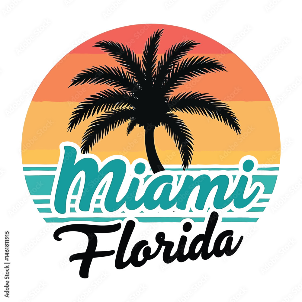 Fototapeta premium summer holiday miami t-shirt design