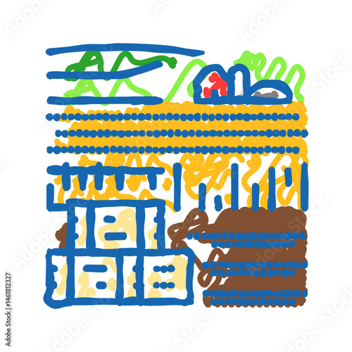 haystack farm farmer icon doodle illustration