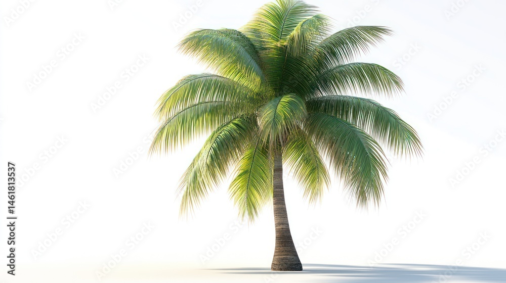 Obraz premium A realistic palm tree with long fronds, isolated on white
