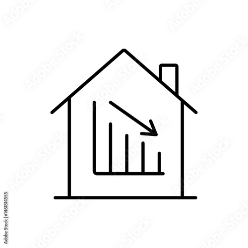 Heat loss monitoring icon with editable stroke for smart home insulation and energy efficiency tracking