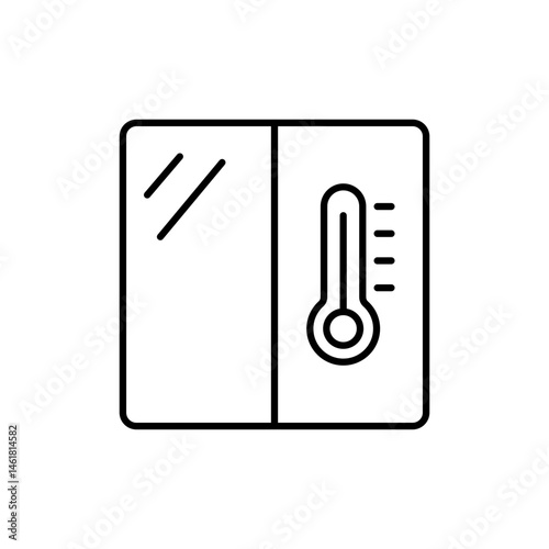 Thermal insulation icon with editable stroke for energy-saving building materials and smart home efficiency