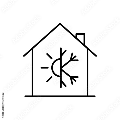 Heating and cooling icon with editable stroke for smart climate systems and efficient energy use in buildings