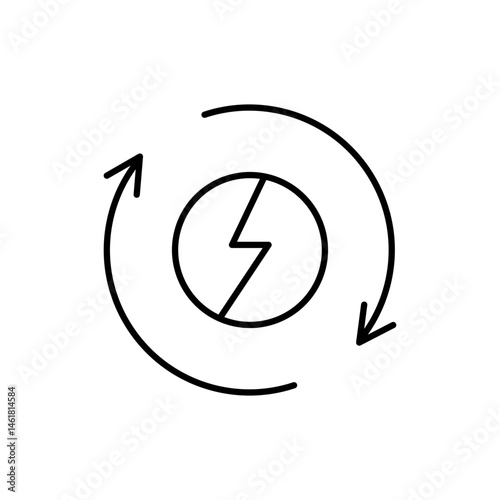 Energy recovery icon with editable stroke for smart systems that reuse energy and increase efficiency