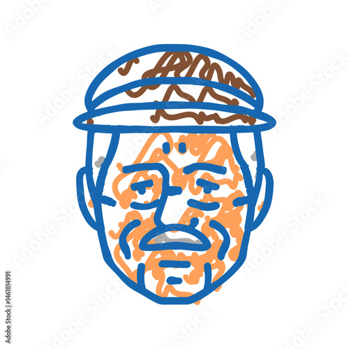 pensioner old man avatar icon doodle illustration