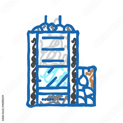 wood burning sauna icon doodle illustration