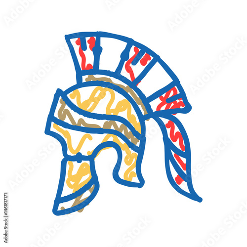 helmet battle spartan roman icon doodle illustration