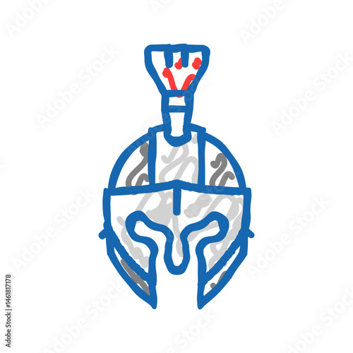 helmet soldier roman greek icon doodle illustration
