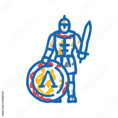 warrior spartan roman greek icon doodle illustration