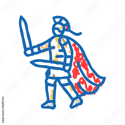 warrior ancient soldier icon doodle illustration