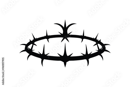 Crown thorn silhouette on white background