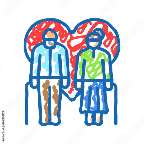 love elderly leisure icon doodle illustration