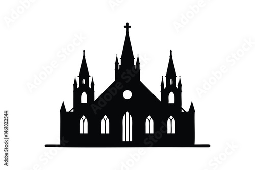 Medieval gothic church silhouette
