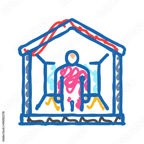 hikikomori otaku icon doodle illustration