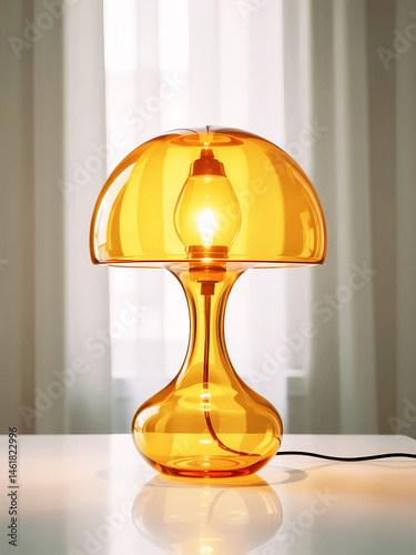 elegante lampada da tavolo in cristallo dalle forme contemporanee photo
