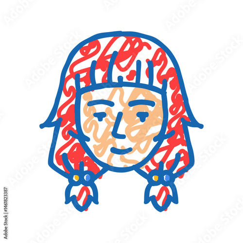 otaku woman avatar icon doodle illustration