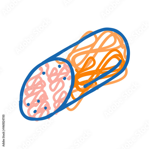 boiled sausage meat icon doodle illustration