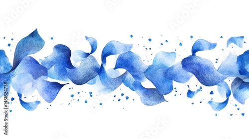 Wallpaper Mural Blue Petal Pattern Watercolor Illustration Torontodigital.ca
