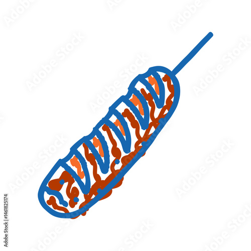 fried sausage meat icon doodle illustration