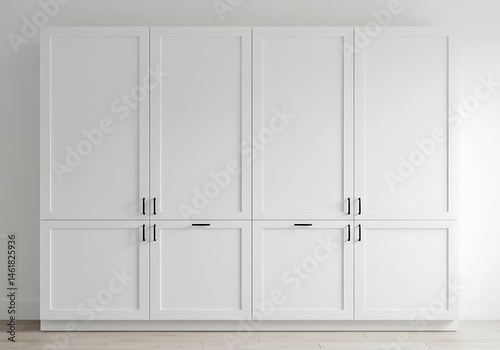 Modern White Wardrobe Shaker Style Cabinet Doors Minimalist Home Furniture Room Wood Decor Clean