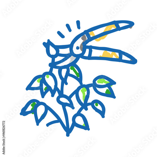 pruning urban gardening icon doodle illustration