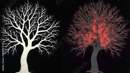 Black, white, and red dendritic nerves