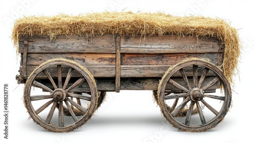 Wallpaper Mural A single realistic hay wagon, wooden and old-fashioned, isolated on white Torontodigital.ca