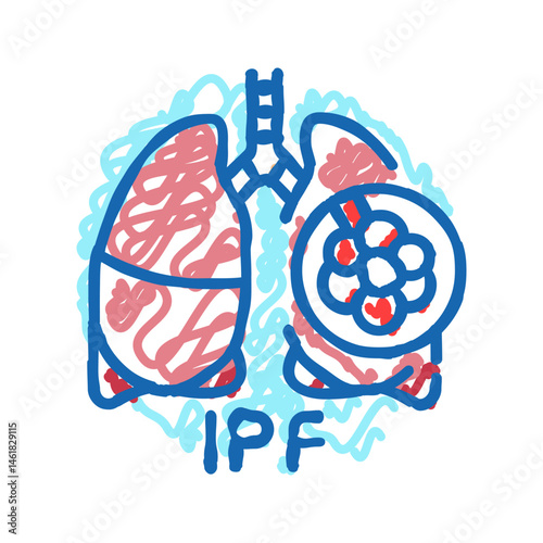 idiopathic pulmonary fibrosis icon doodle illustration