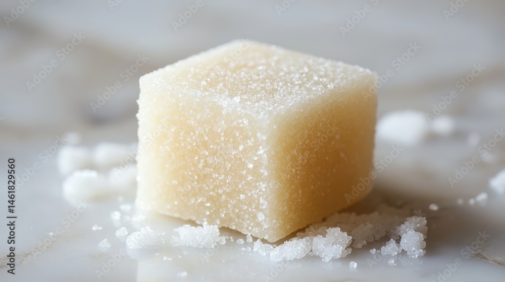 Naklejka premium A single sugar cube, on a white background
