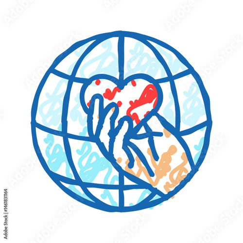 eradication of poverty international day icon doodle illustration