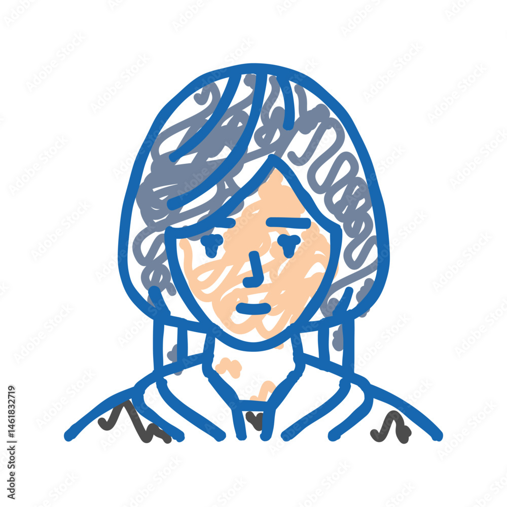 Obraz premium avatar japan school girl icon doodle illustration