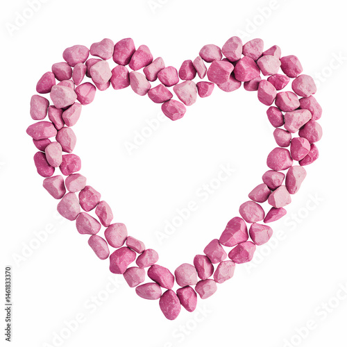 Pink Heart Shape Made of Small Stones A Romantic Background Image