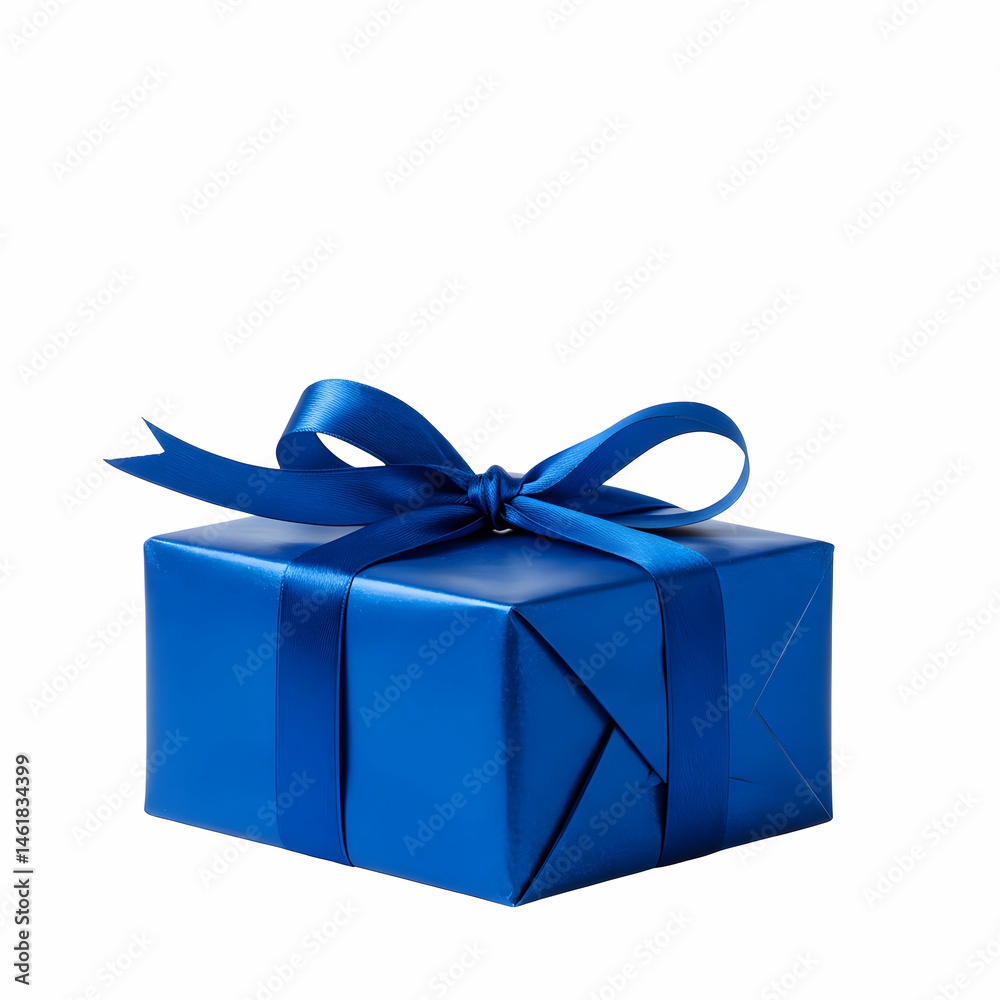 Obraz premium Blue Gift Box with Ribbon Present Packaging Image