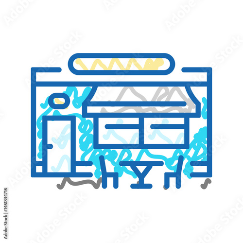 sidewalk street food cafe icon doodle illustration