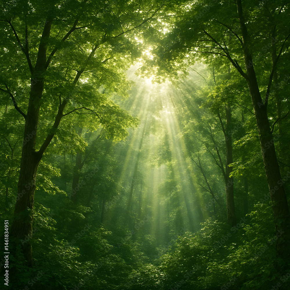 Obraz premium Sunbeams in the Forest