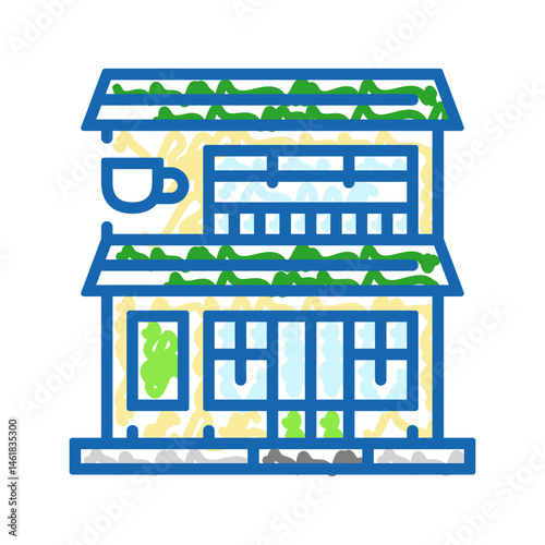 tea house street food cafe icon doodle illustration