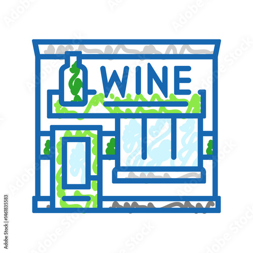 wine bar street food cafe icon doodle illustration