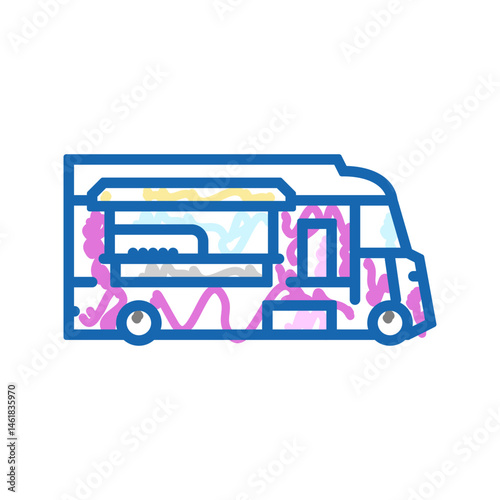 retro street food cafe icon doodle illustration