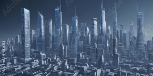 Blueprint city skyline, intricate architectural lines, abstract design, stock, construction, graphic