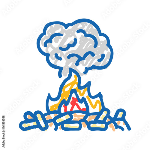 emissions wood pellets icon doodle illustration