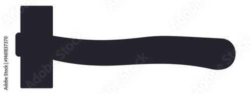 Simple black silhouette of sledge hammer with curved handle isolated on white background, heavy tool for demolition and construction work, vector illustration