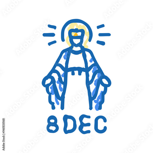 immaculate conception feast catholic holiday icon doodle illustration