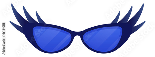 Stylish blue sunglasses with long eyelashes radiating summer vibes and a playful, fashionable attitude, perfect for adding a touch of whimsy to any summer outfit