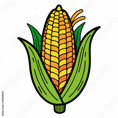 Hand-Drawn Cartoon Corn Illustration