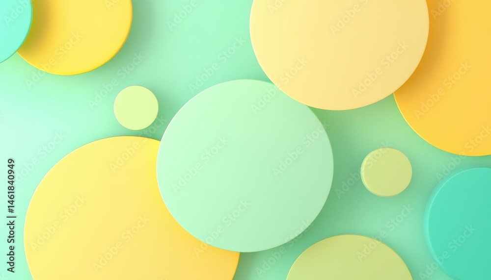 Abstract Background of Pastel Green and Yellow Circles Simple Geometric Shapes and Patterns Creates a Modern Artistic Design Abstract Background of Pastel Green and Yellow Circles Simple Geometric Shapes and Patterns Creates a Modern Artistic Design