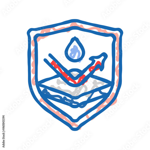 splashproof product label caution icon doodle illustration