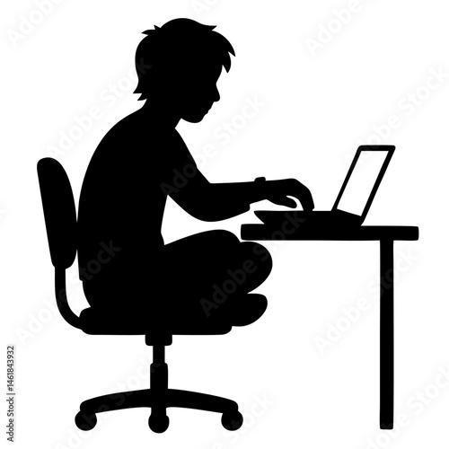 vector of boy with computer.