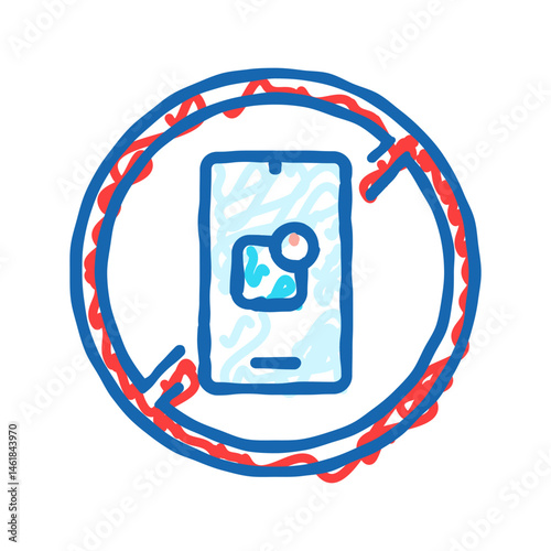 no app required label product caution icon doodle illustration
