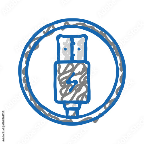usb charging label product caution icon doodle illustration
