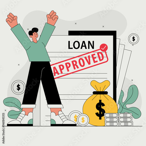 Vector Illustration of loan approved. Illustrations for websites, landing pages, mobile apps, posters and banners.